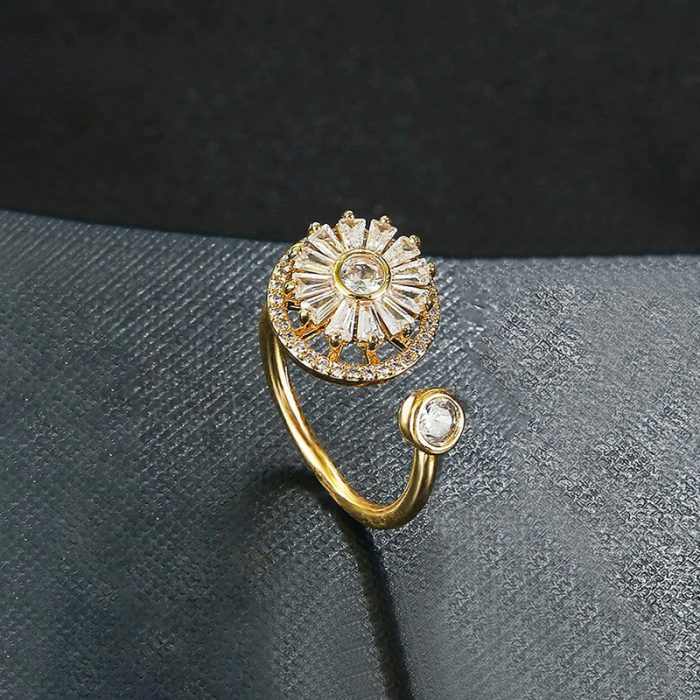 Gold Plated Round Shape Rotatable Adjustable Ring - Image 8