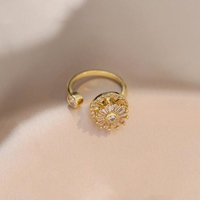 Gold Plated Round Shape Rotatable Adjustable Ring - Image 9