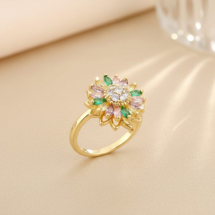 Gold Plated Star Shaped Multicolor Rotatable Adjustable Ring - Image 5