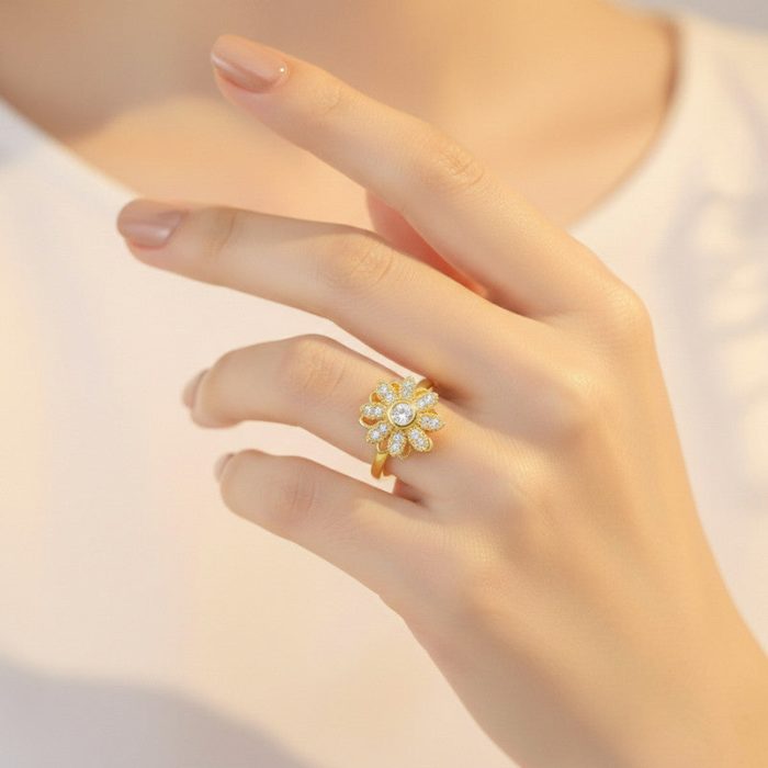 Gold Plated Star Shaped Rotatable Adjustable Ring - Image 3