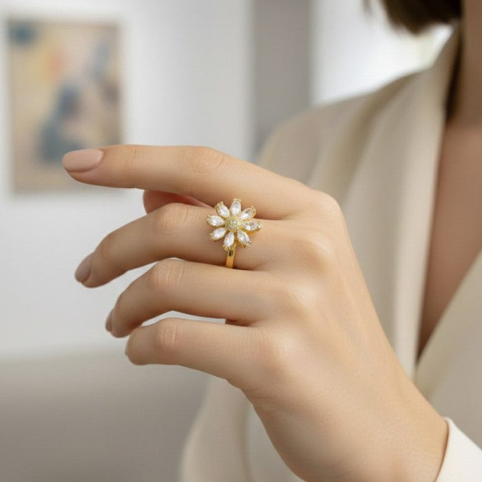 Gold Plated Star Shaped Rotatable Adjustable Ring - Image 5