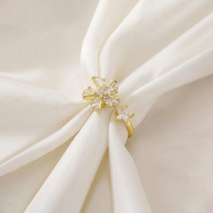 Gold Plated Floral Style Rotatable Adjustable Ring - Image 2