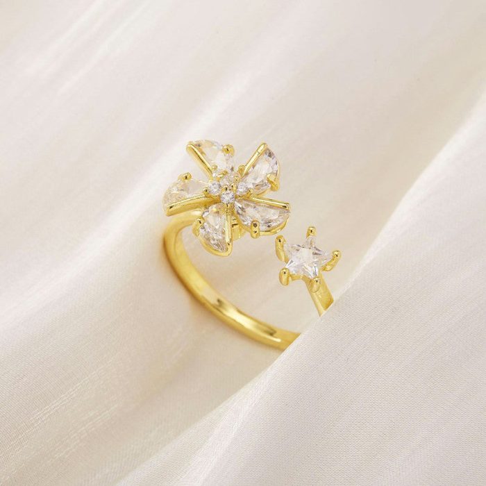 Gold Plated Floral Style Rotatable Adjustable Ring - Image 3