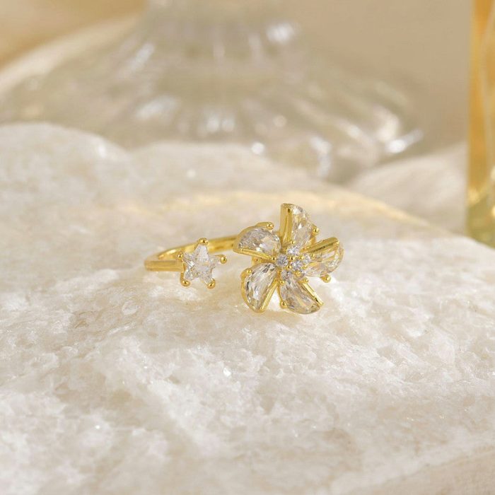 Gold Plated Floral Style Rotatable Adjustable Ring - Image 4
