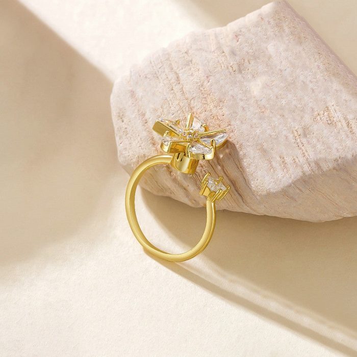 Gold Plated Floral Style Rotatable Adjustable Ring - Image 9