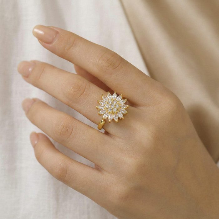 Gold Plated Star Shaped Rotatable Adjustable Ring - Image 3