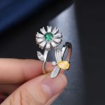 Silver Plated Floral Style Multicolor Rotatable Adjustable Ring - Image 2