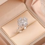 Silver Plated Clover Themed Rotatable Adjustable Ring - Image 2