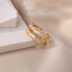Gold Plated Contemporary Style Twin Adjustable Ring - Image 2