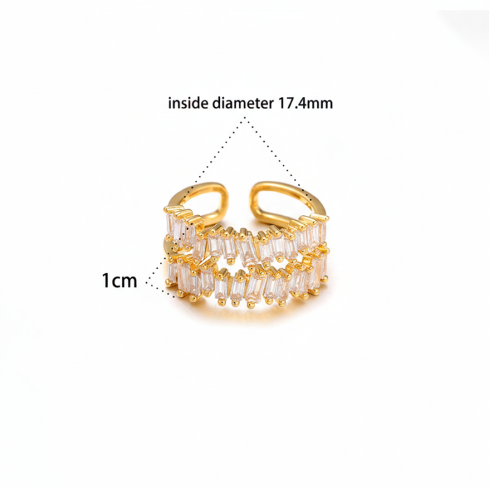 Gold Plated Contemporary Style Twin Adjustable Ring - Image 4