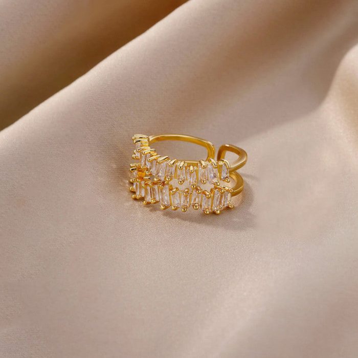 Gold Plated Contemporary Style Twin Adjustable Ring - Image 5