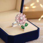 Silver Plated Floral Style Multicolor Rotatable Adjustable Ring - Image 5