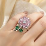 Silver Plated Floral Style Multicolor Rotatable Adjustable Ring - Image 6