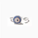 Silver Plated Multicolor Evil Eye Themed Rotatable Adjustable Ring - Image 7