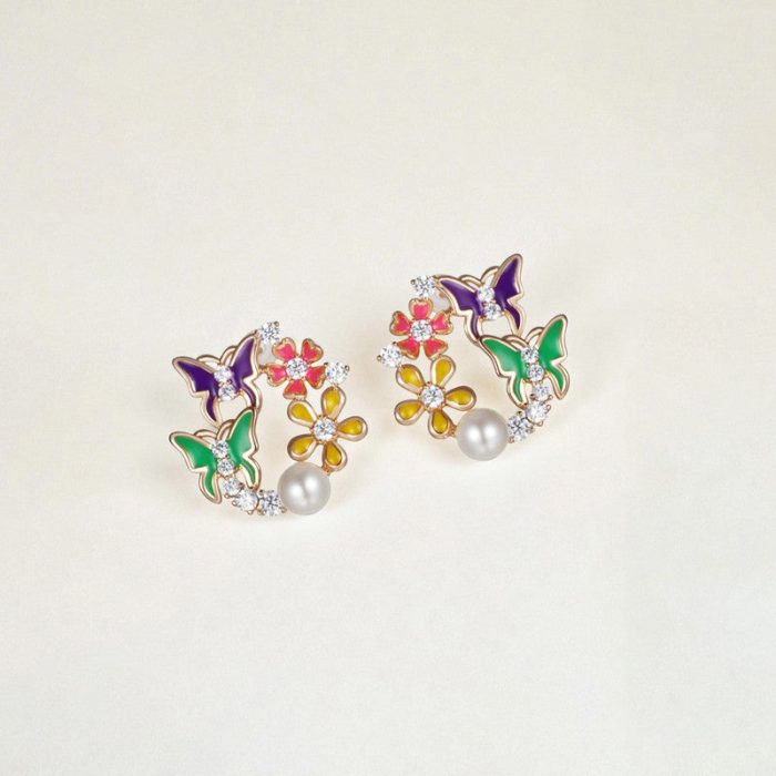 Xuping Jewelry Butterfly Themed Multicolour AD Studded Hoop Earrings - Image 7