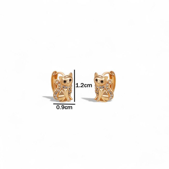 Xuping Jewelry Contemporary Cat Shaped AD Studded Hoop Earrings - Image 5