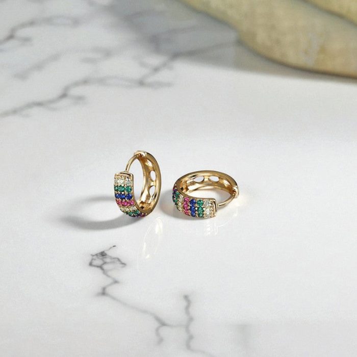 Xuping Jewelry Multicolour AD Studded Hoop Earrings - Image 6