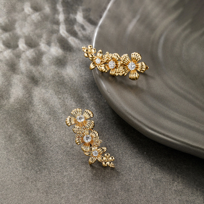 Xuping Jewelry Contemporary AD Studded Floral Drop Earrings - Image 1