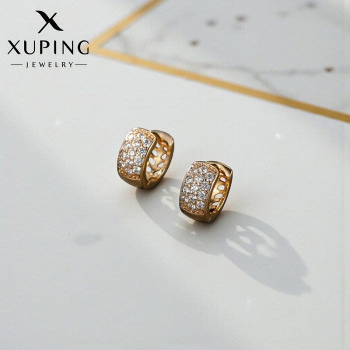 Xuping Jewelry AD Studded Contemporary Hoop Earrings - Image 2