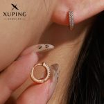 Xuping Jewelry AD Studded Contemporary Hoop Earrings - Image 2