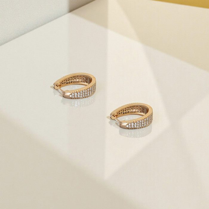 Xuping Jewelry AD Studded Contemporary Hoop Earrings - Image 3