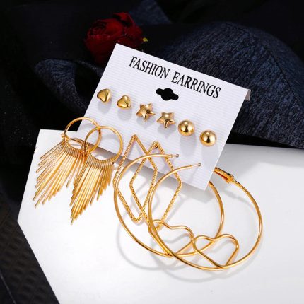 Splendid Heart Star Geometric Gold Plated Elegant Earrings For Women - VAIRAVI