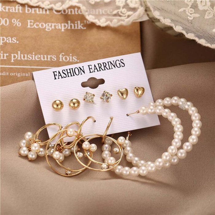 Stunning Pearl and AD Gold Plated Earrings For Women - VAIRAVI