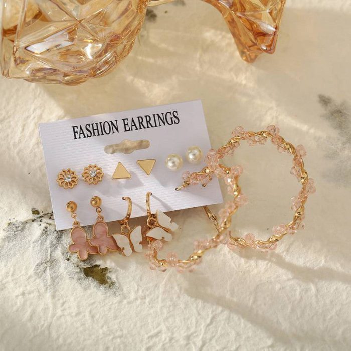 Pink Gold Plated Earrings Combo For Women - VAIRAVI