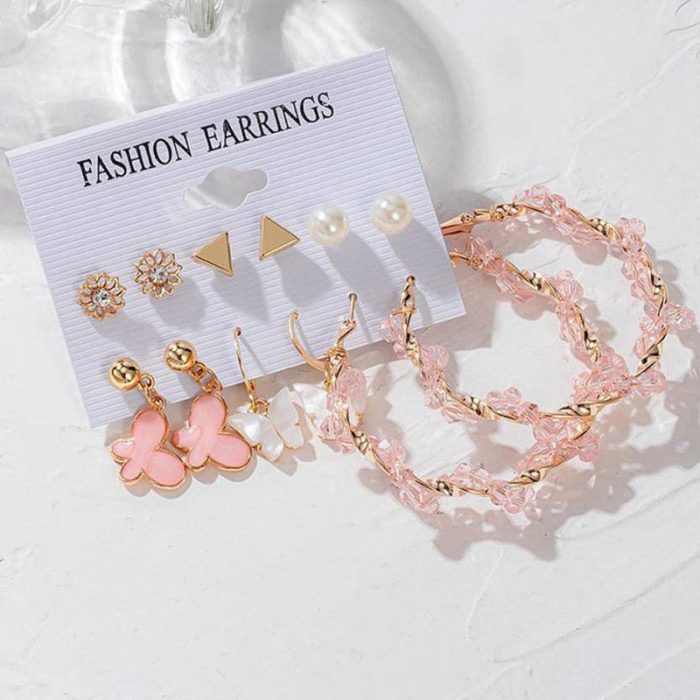 Pink Gold Plated Earrings Combo For Women - VAIRAVI
