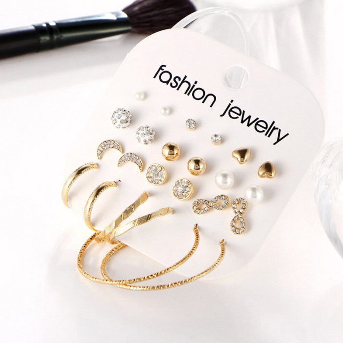 Gold Plated Earrings Combo Pack of 12 For Women - VAIRAVI