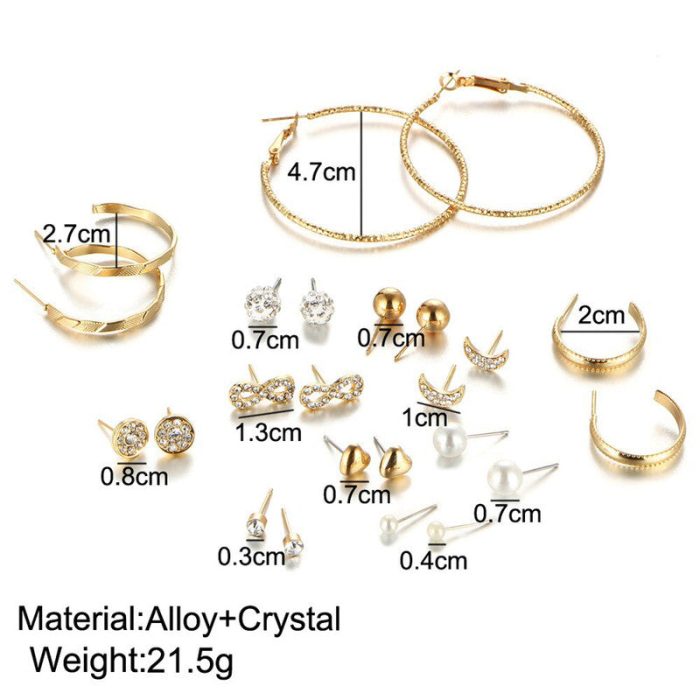 Gold Plated Earrings Combo Pack of 12 For Women - VAIRAVI