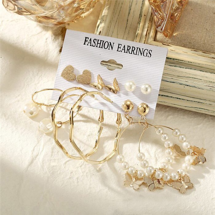 White Gold-Toned Gold Plated Earrings Combo Pack of 6 For Women - VAIRAVI