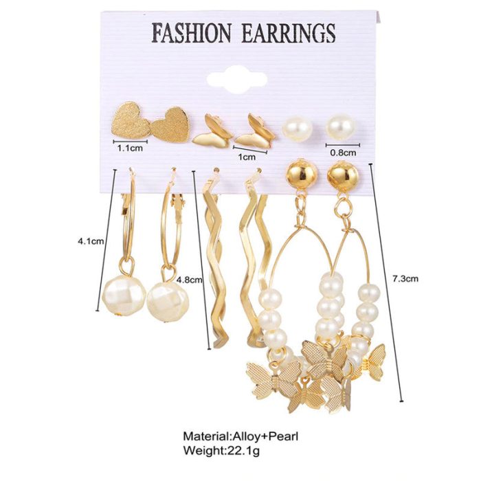 White Gold-Toned Gold Plated Earrings Combo Pack of 6 For Women - VAIRAVI
