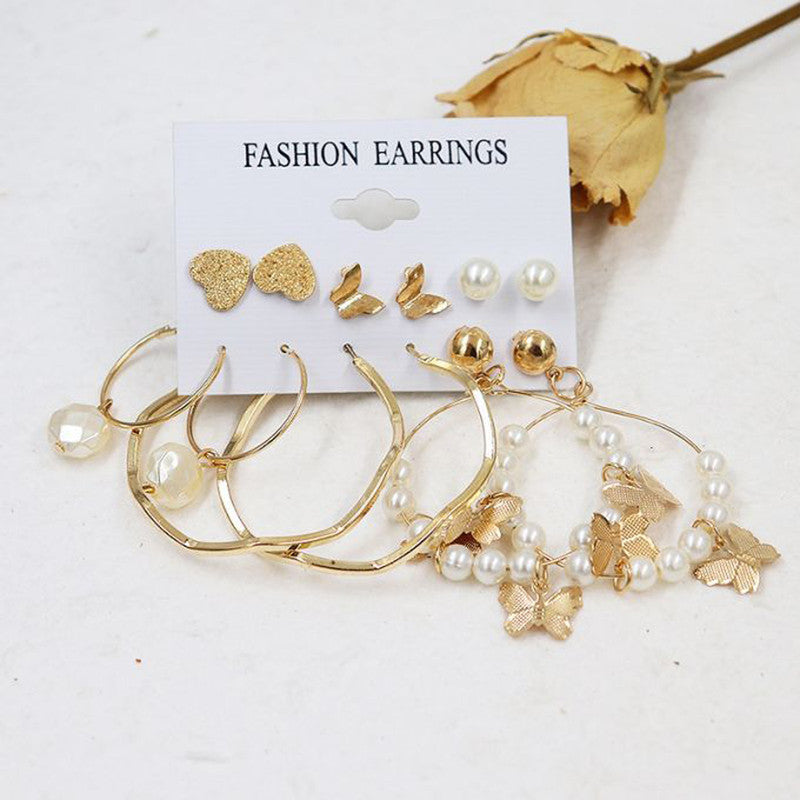 White Gold-Toned Gold Plated Earrings Combo Pack of 6 For Women - VAIRAVI White Gold-Toned Gold Plated Earrings Combo Pack of 6 For Women - VAIRAVI