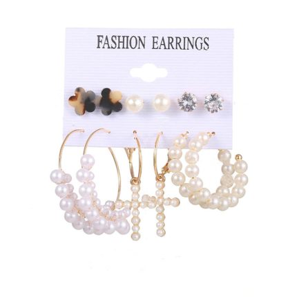 White Gold-Toned Gold Plated Earrings Combo Pack of 6 For Women - VAIRAVI