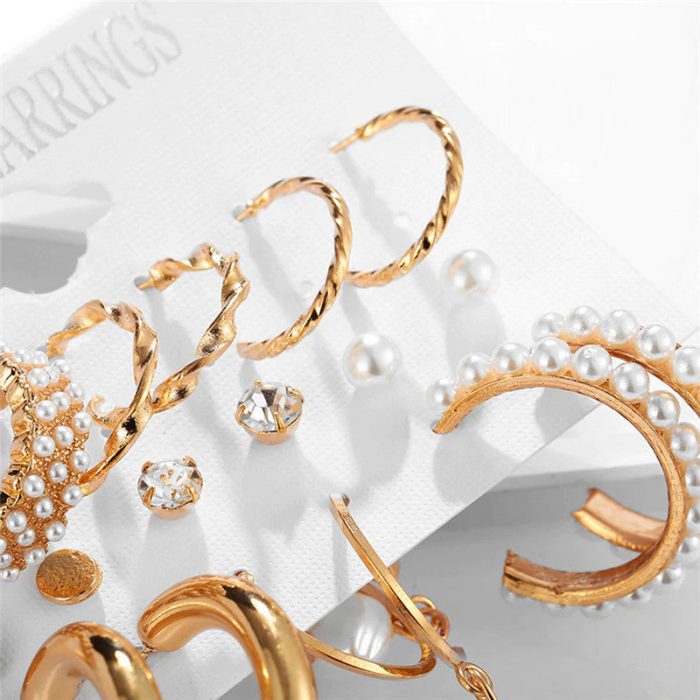 AD and Pearl Gold Plated Jewellery Earrings Combo For Women - VAIRAVI