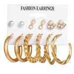 Gold-Toned and White Classic Studs and Hoop Earrings For Women - VAIRAVI