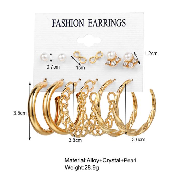 Gold-Toned and White Classic Studs and Hoop Earrings For Women - VAIRAVI
