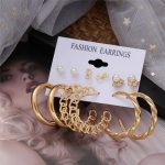 Gold-Toned and White Classic Studs and Hoop Earrings For Women - VAIRAVI