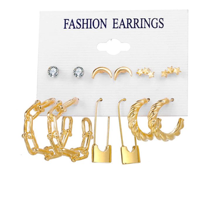 Gold-Toned Classic Earrings Combo of 6 For Women - VAIRAVI