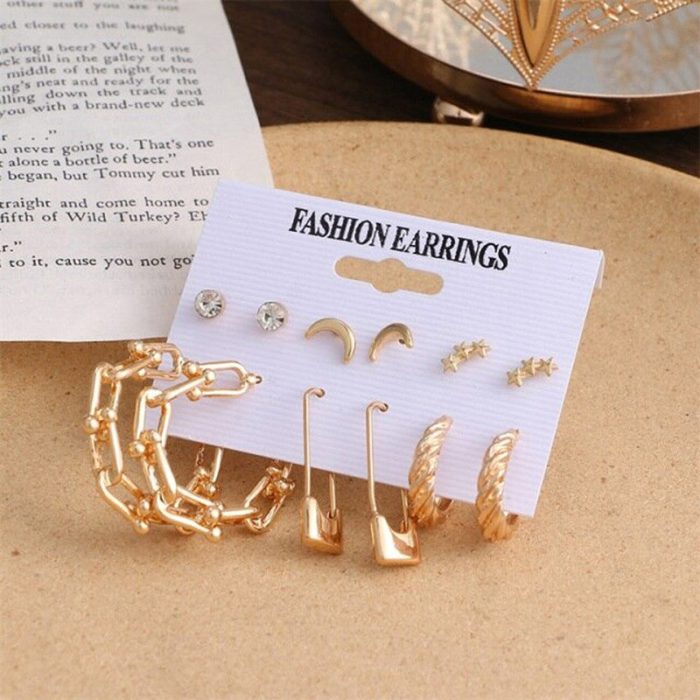 Gold-Toned Classic Earrings Combo of 6 For Women - VAIRAVI