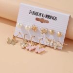 Gold-Toned and White Classic Studs and Hoop Earrings For Women - VAIRAVI