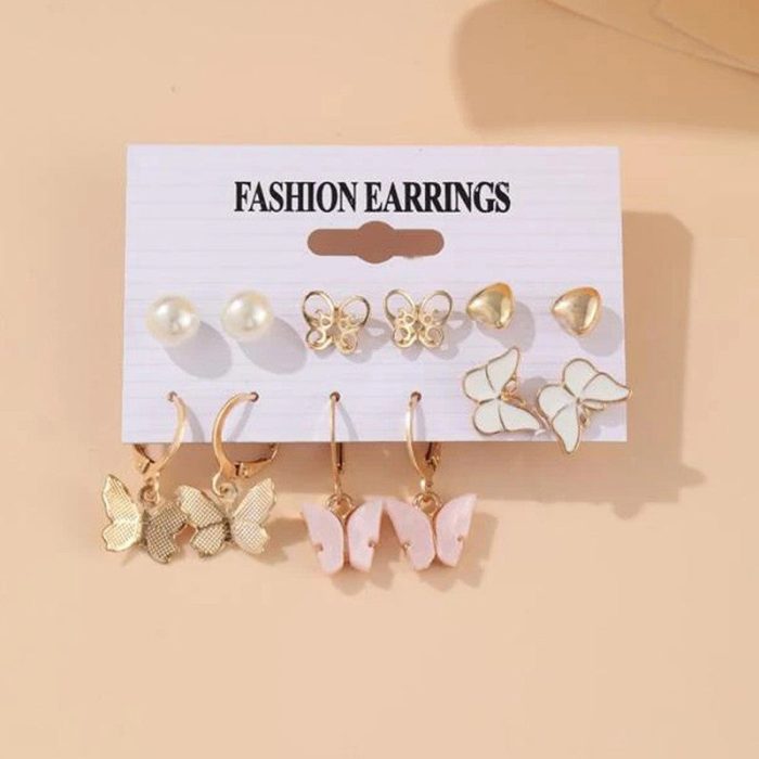Gold-Toned and White Classic Studs and Hoop Earrings For Women - VAIRAVI