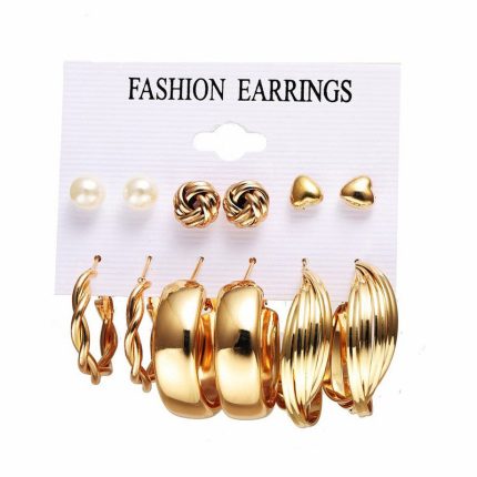 Gold Plated Studs and Hoops Earrings Combo of 6 For Women - VAIRAVI