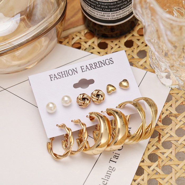 Gold Plated Studs and Hoops Earrings Combo of 6 For Women - VAIRAVI