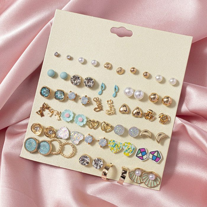 Gold Plated Multicolour Studs Quirky Earrings Combo of 30 For Women - VAIRAVI