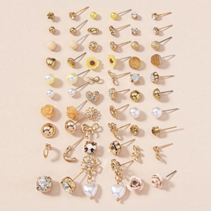 Gold Plated Gold-Toned Studs Trending Earrings Combo of 30 For Women - VAIRAVI