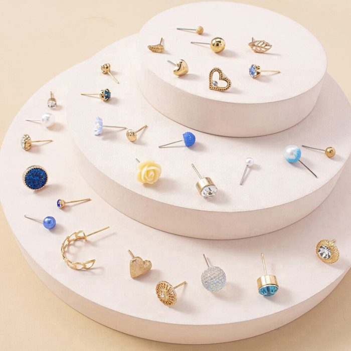 Gold Plated Multicolour Studs Quirky Earrings Combo of 30 For Women - VAIRAVI