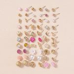 Gold Plated Gold-Pink Toned Studs Fashionable Earrings Combo of 30 For Women - VAIRAVI