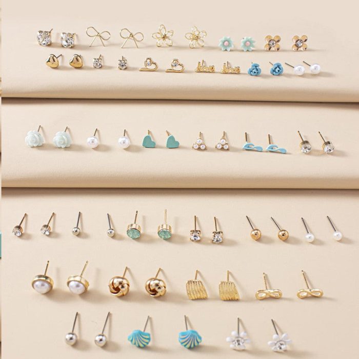 Gold Plated Multicolour Studs Quirky Earrings Combo of 30 For Women - VAIRAVI